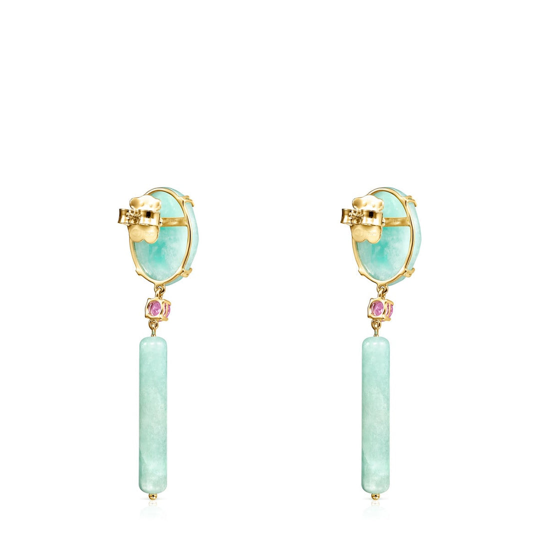 TOUS 18Kt Gold Earrings with Amazonite & Rubies