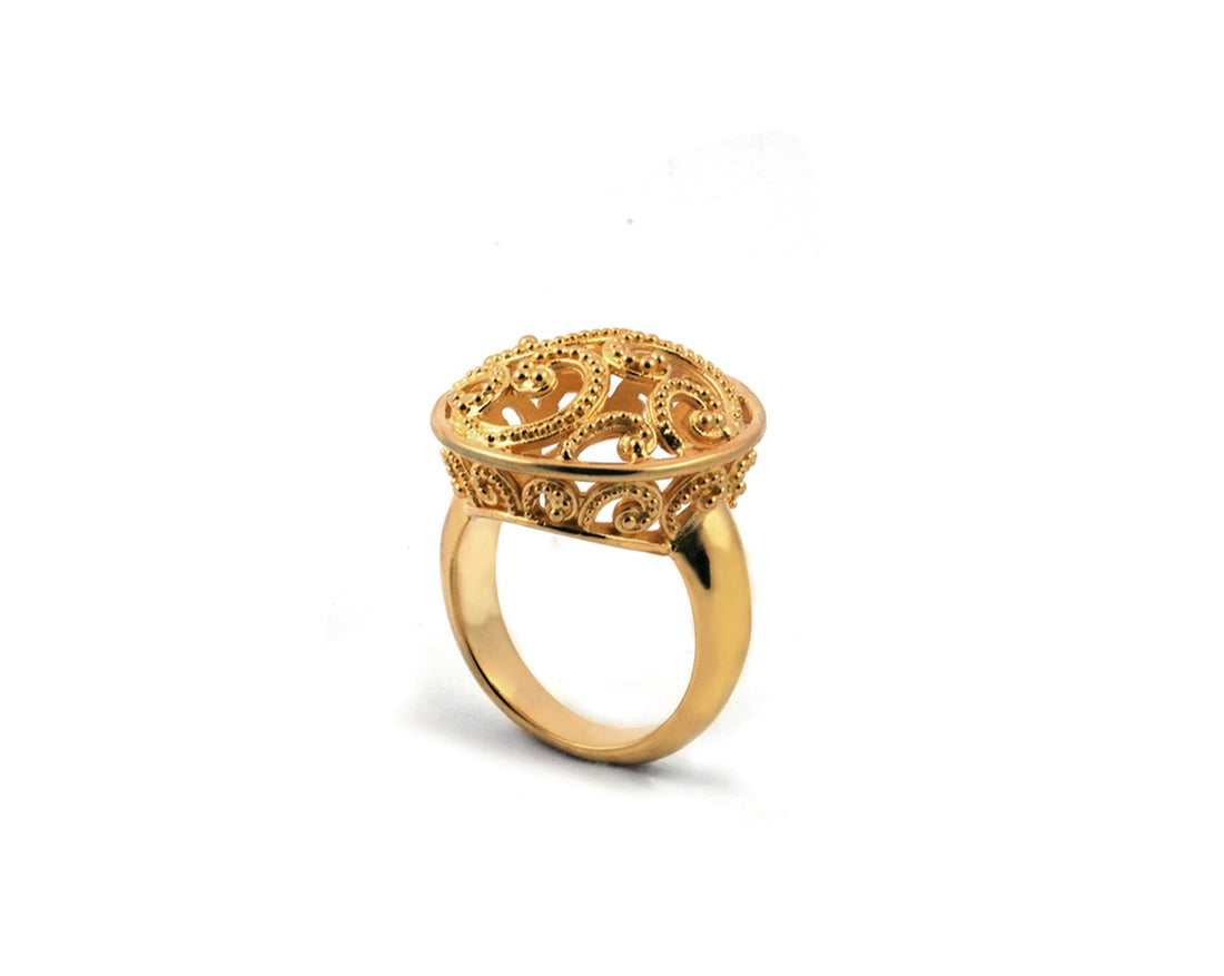 Bali Collection Ombak Segara 22kt Gold Plated Domed Ring
