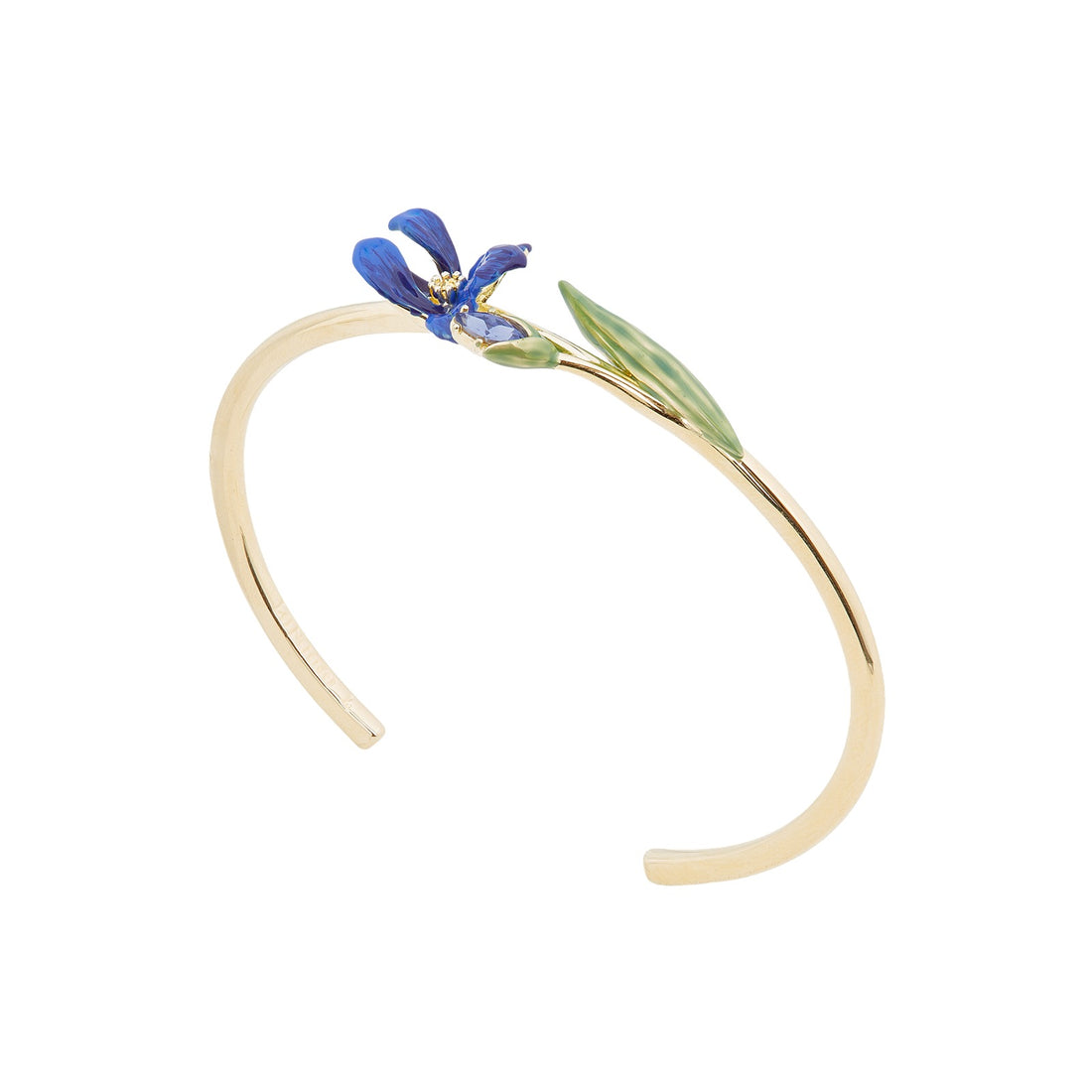 Les Néréides Siberian Iris and Faceted Glass Bangle Bracelet