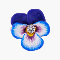 Les Néréides Blue Pansy and Faceted Crystal Cocktail Ring